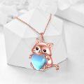 wholesale 925 Sterling Silver Heart-Shaped Blue Stone Cat Pendant Necklace for Women-0-3