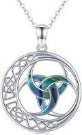 wholesale 925 Sterling Silver Celtic Trinity Knot with Abalone Shell Pendant Necklace for Women's Gifts-0-0