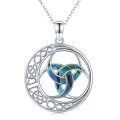 wholesale 925 Sterling Silver Pendant Necklace Celtic Trinity Knot Abalone Shell Crescent Moon-0-0