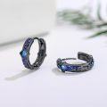 wholesale Black  Blue Crystal Square Viking Celtic Dragon Triangle Huggie Hoop Earrings-0-3