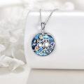 wholesale 925 Sterling Silver Owl Family Pendant Necklace with Abalone Shell and Multi-Colored Stones - Unique Gift for Animal Lovers-0-2