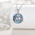 wholesale 925 Sterling Silver Owl Family Pendant Necklace with Abalone Shell and Multi-Colored Stones - Unique Gift for Animal Lovers-0-2