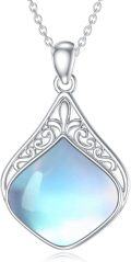 wholesale 925 Sterling Silver Blue Moonstone Teardrop Filigree Celtic Knot Pendant Necklace-0-0