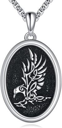 wholesale 925 Sterling Silver Nordic Pendant with Black Enamel and Bird Design Necklace for Men & Women-Celtic Crow