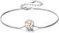 wholesale 925 Sterling Silver Rose Gold and White Enamel Volleyball Charm Bracelet for Women Girls Sport Lover Gifts-0-0
