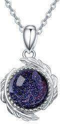 wholesale 925 Sterling Silver Natural Druzy Agate Feather Pendant Necklaces for Women-0-0