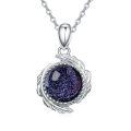 wholesale 925 Sterling Silver Natural Druzy Agate Feather Pendant Necklaces for Women-0-0