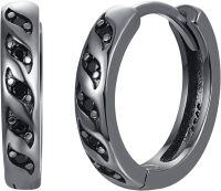 wholesale 925 Sterling Silver Black CZ Wave Huggies Ear Cuffs for Women & Men-Black