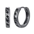 wholesale 925 Sterling Silver Black CZ Wave Huggies Ear Cuffs for Women & Men-0-0