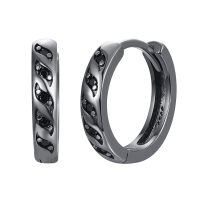 wholesale 925 Sterling Silver Black CZ Wave Huggies Ear Cuffs for Women & Men-Black