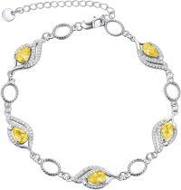 wholesale  Sterling Silver Birthstone Bracelets for Women Mom Grandma -Citrine
