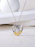 wholesale 925 Sterling Silver Horse & Sunflower Heart Pendant Necklace for Women Girls-0-3