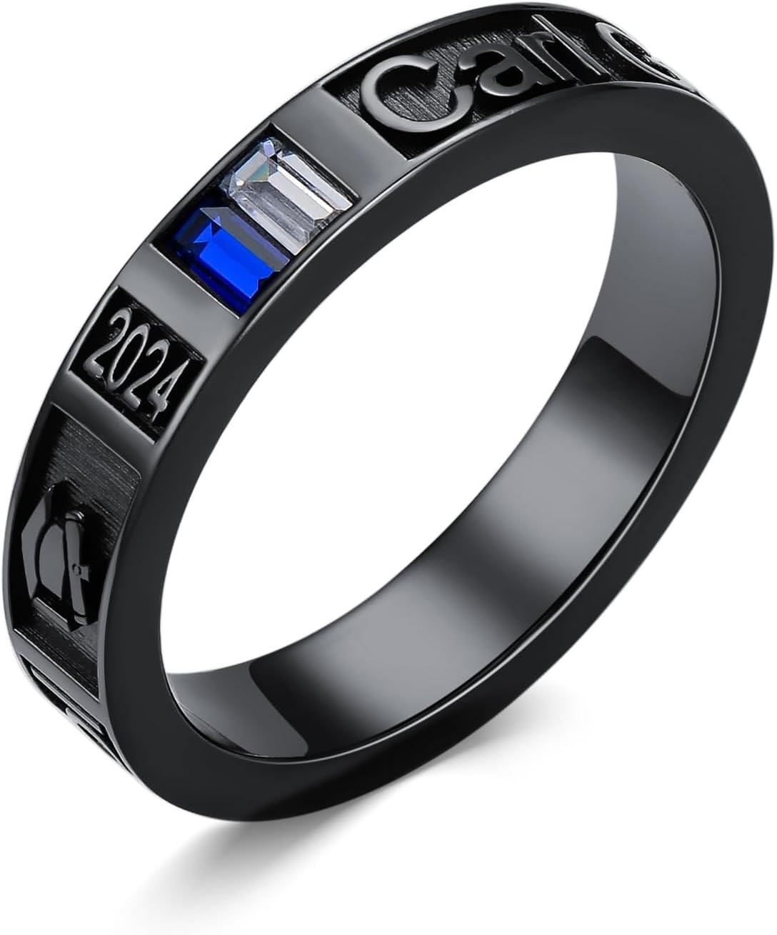 Sterling Silver Birthstone Men s Customizable Band Class Ring High School College Graduation Jewelry Gift 1 2 3 Pattern -Width-4.5mm\/ Two Stone 2mm*4mm\/ One Pattern # 3