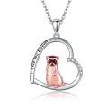 wholesale 925 Sterling Silver Heart Meerkat Pendant Necklace-0-0