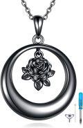 wholesale  925 Sterling Silver Rose Cremation Jewelry Heart Urn Pendant Necklace with Funnel and Fill Tool - 24 Chain-0-0