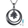 wholesale 925 Sterling Silver Gun Black Plated Crescent Moon Rose Flower Memorial Urn Pendant Necklace-0-0