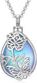 wholesale 925 Sterling Silver Blue Abalone Shell Flower Pendant Urn Keepsake Memorial Ashes Holder Necklace for Men & Women-0-0