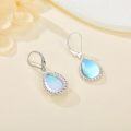 wholesale 925 Sterling Silver Teardrop Blue Moonstone & Cubic Zirconia Drop Earrings-0-3