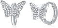 wholesale 925 Sterling Silver CZ Butterfly Huggie Hoop Earrings for Women Girls Minimalist  3 Pairs Set-0-0