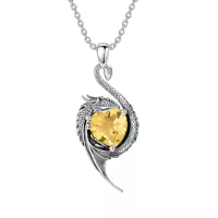 wholesale 925 Sterling Silver Birthstone Dragon Heart Pendant Necklace-November