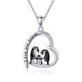 wholesale 925 Sterling Silver Heart Pendant with Hippo and Baby Charm Love You Forever Necklace Gifts for Women-0-1