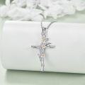 wholesale 925 Sterling Silver Daffodil Birth Flower Cross Pendant Necklace for Women-0-2