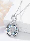 wholesale 925 Sterling Silver Infinity Compass Pendant Necklace with Blue Crystal and Cubic Zirconia Gifts for Women Girls-0-4