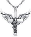 wholesale 925 Sterling Silver Guardian Angel Cross Pendant Necklace for Women Men Catholic s-0-0
