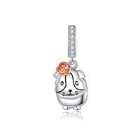 wholesale 925 Sterling Silver Rose Flower Guinea Pig Charm Pendant for Bracelets Necklaces's-Guinea Pig