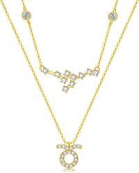 wholesale 925 Sterling Silver Zodiac Necklace with Gemstones - Personalized Horoscope Pendant for Women, Men - 16-18 Inch Chain - Ideal Gift for Birthday, Anniversary, Christmas-Taurus