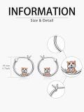 wholesale 925 Sterling Silver Cute Corgi Dog Two Tone Rose Gold Hoop Earrings-0-4