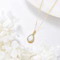 wholesale 14K Gold White Opal Teardrop Pendant Necklace with Cubic Zirconia Accents for Women - Elegant s-0-4