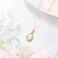 wholesale 14K Gold White Opal Teardrop Pendant Necklace with Cubic Zirconia Accents for Women - Elegant s-0-4