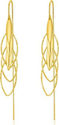 wholesale 925 Sterling Silver Plated Gold Threader Earrings for Women - Long Chain Hypoallergenic Tassel Earrings Fashion Jewelry-A Tassel Gold