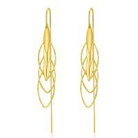 wholesale 925 Sterling Silver Plated Gold Threader Earrings for Women - Long Chain Hypoallergenic Tassel Earrings Fashion Jewelry-A Tassel Gold