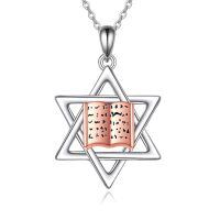 wholesale 925 Sterling Silver Star Of David Necklace With Open Book Pendant-Scripture