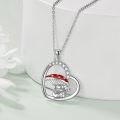 wholesale 925 Sterling Silver Guitar Frog Under Red Mushroom Heart Pendant Necklace With Cubic Zirconia-0-3