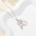 wholesale 925 Sterling Silver Bicycle Pendant with Bow and Cubic Zirconia Charm Necklace-0-3