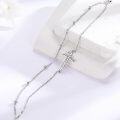 wholesale 925 Sterling Silver Faith Cross Bracelet with Gold Rosary Layered Anklet Religious Christian s for Women-0-7