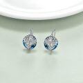 wholesale 925 Sterling Silver Blue Crystal Tree of Life Leverback Drop Dangle Earrings  for Women Girls-0-1