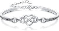 wholesale Sterling Silver Adjustable Infinity Heart Bangle for Women-Bangle for Daughter-in-law(White)