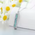 TOUPOP Silver Turquoise Bar Urn Necklace-0-2