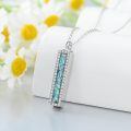TOUPOP Silver Turquoise Bar Urn Necklace-0-2