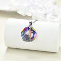 wholesale 925 Sterling Silver Rainbow Crystal Mermaid and Wolf Pendant Necklace for Women-0-3