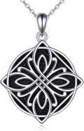 wholesale 925 Sterling Silver Witch's Knot Celtic Knot Pendant Necklace for Women - Gothic Punk Style  48cm Chain Length-0-0