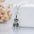 wholesale 925 Sterling Silver Guitar & Rose Pendant Necklace for Women Girls  48cm Chain Length-0-4