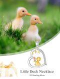 wholesale 925 Sterling Silver Heart Shaped Cubic Zirconia Duck Pendant Necklace - Mother's Day Gifts for Her-0-5