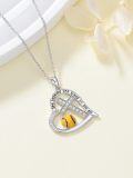 wholesale 925 Sterling Silver Softball Heart Cross Pendant Necklace for Women-0-3