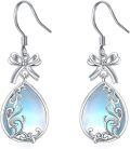 wholesale 925 Sterling Silver Rainbow Moonstone Bowknot Drop Dangle Lever Back Earrings-0-0