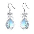 wholesale 925 Sterling Silver White Gold Plated Bow Moonstone Drop Earrings-0-0